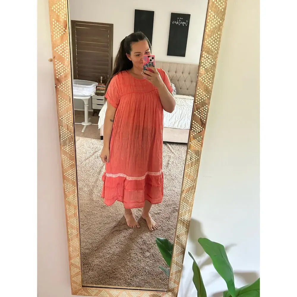 Vintage 70s Gauze Cheesecloth Made in Ecuador Cotton Swing Dress